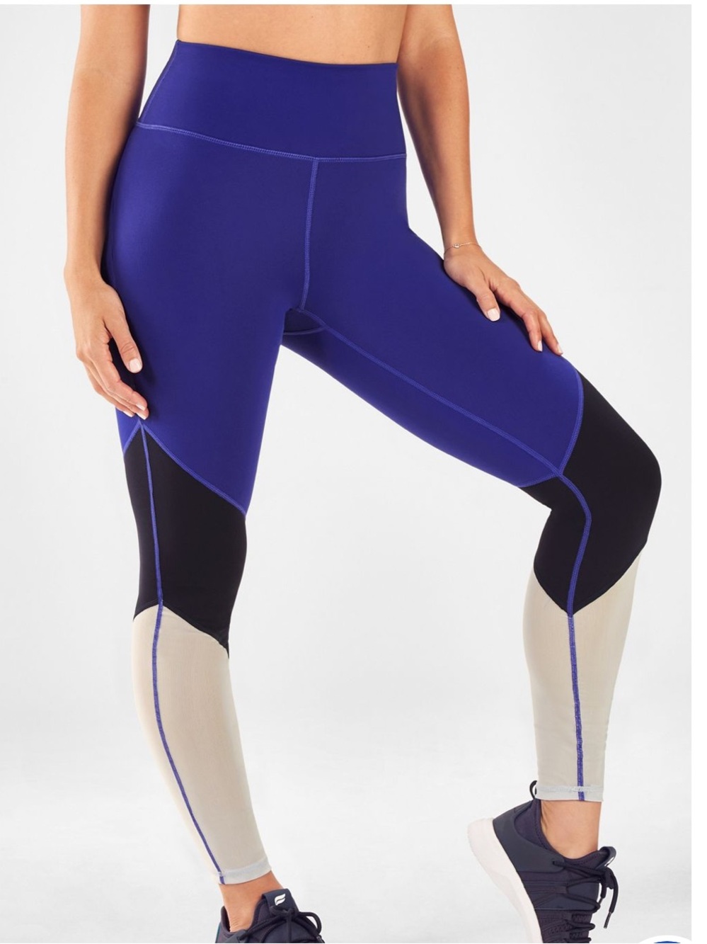 High-Rise Colorblock Performance Leggings in Iris, Abyss, Powder Blue in Small